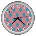 Plaid pattern Wall Clocks (Silver)  Front