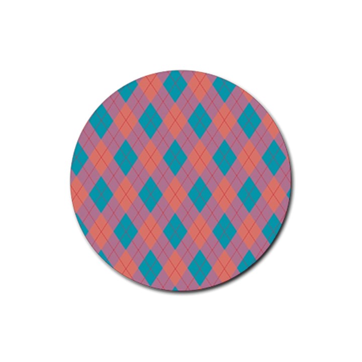 Plaid pattern Rubber Round Coaster (4 pack) 