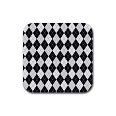 Plaid Pattern Rubber Coaster (square)  by Valentinaart