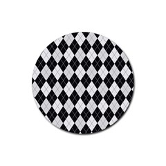 Plaid Pattern Rubber Coaster (round)  by Valentinaart