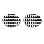 Plaid pattern Cufflinks (Oval) Front(Pair)