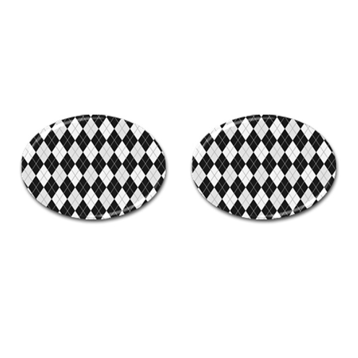 Plaid pattern Cufflinks (Oval)