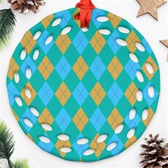 Plaid Pattern Ornament (round Filigree) by Valentinaart