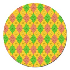 Plaid Pattern Magnet 5  (round) by Valentinaart