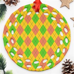 Plaid Pattern Ornament (round Filigree) by Valentinaart