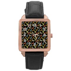 Pattern Rose Gold Leather Watch  by Valentinaart