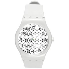 Pattern Round Plastic Sport Watch (m) by Valentinaart