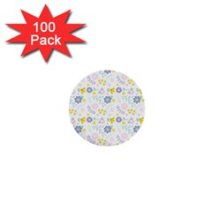 Vintage Spring Flower Pattern  1  Mini Buttons (100 Pack) 