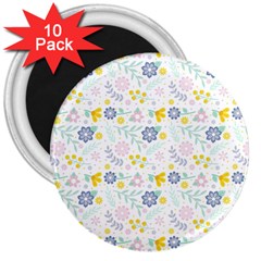 Vintage Spring Flower Pattern  3  Magnets (10 Pack) 