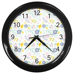 Vintage Spring Flower Pattern  Wall Clocks (black) by TastefulDesigns