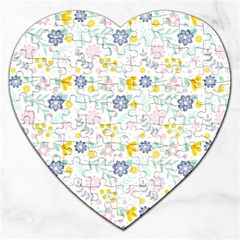 Vintage Spring Flower Pattern  Jigsaw Puzzle (heart) by TastefulDesigns