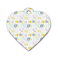 Vintage Spring Flower Pattern  Dog Tag Heart (one Side)