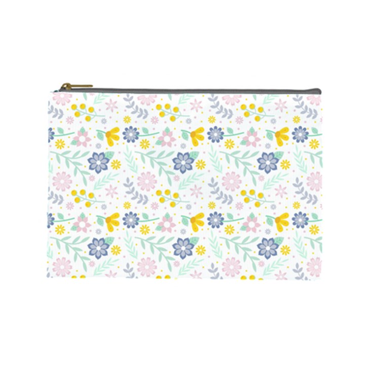 Vintage Spring Flower Pattern  Cosmetic Bag (Large) 