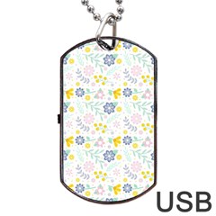 Vintage Spring Flower Pattern  Dog Tag Usb Flash (two Sides) by TastefulDesigns