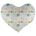 Vintage Spring Flower Pattern  Large 19  Premium Heart Shape Cushions Front