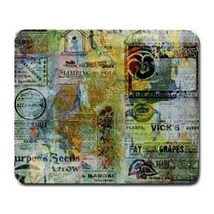 Old Newspaper And Gold Acryl Painting Collage Large Mousepads by EDDArt