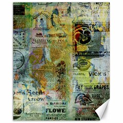 Old Newspaper And Gold Acryl Painting Collage Canvas 16  X 20   by EDDArt