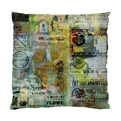 Old Newspaper And Gold Acryl Painting Collage Standard Cushion Case (two Sides) by EDDArt