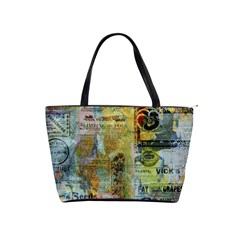 Old Newspaper And Gold Acryl Painting Collage Shoulder Handbags by EDDArt