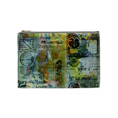 Old Newspaper And Gold Acryl Painting Collage Cosmetic Bag (medium)  by EDDArt