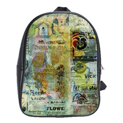 Old Newspaper And Gold Acryl Painting Collage School Bags(large)  by EDDArt