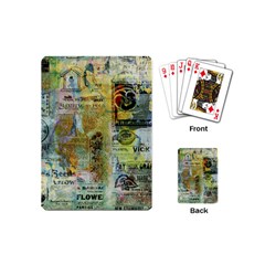 Old Newspaper And Gold Acryl Painting Collage Playing Cards (mini)  by EDDArt