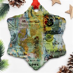 Old Newspaper And Gold Acryl Painting Collage Ornament (snowflake) by EDDArt