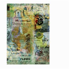 Old Newspaper And Gold Acryl Painting Collage Large Garden Flag (two Sides) by EDDArt