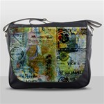 Old Newspaper And Gold Acryl Painting Collage Messenger Bags Front