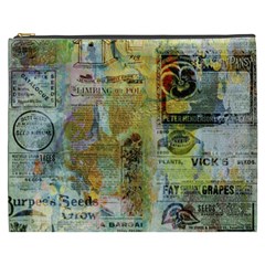 Old Newspaper And Gold Acryl Painting Collage Cosmetic Bag (xxxl)  by EDDArt