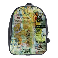 Old Newspaper And Gold Acryl Painting Collage School Bags (xl)  by EDDArt