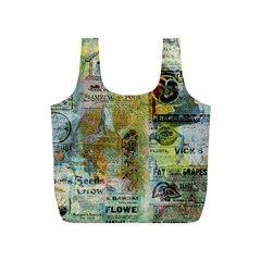 Old Newspaper And Gold Acryl Painting Collage Full Print Recycle Bags (s)  by EDDArt