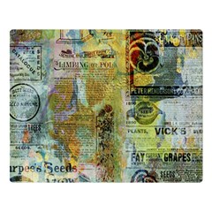 Old Newspaper And Gold Acryl Painting Collage Double Sided Flano Blanket (large)  by EDDArt