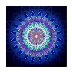 Power Flower Mandala   Blue Cyan Violet Tile Coasters by EDDArt