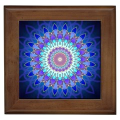 Power Flower Mandala   Blue Cyan Violet Framed Tiles by EDDArt