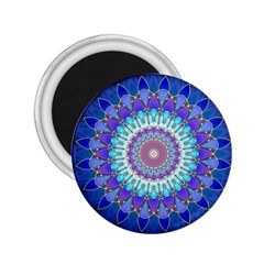 Power Flower Mandala   Blue Cyan Violet 2 25  Magnets by EDDArt