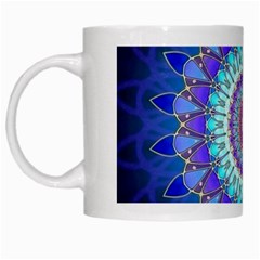 Power Flower Mandala   Blue Cyan Violet White Mugs by EDDArt