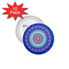 Power Flower Mandala   Blue Cyan Violet 1 75  Buttons (10 Pack) by EDDArt