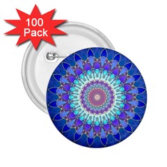 Power Flower Mandala   Blue Cyan Violet 2 25  Buttons (100 Pack)  by EDDArt