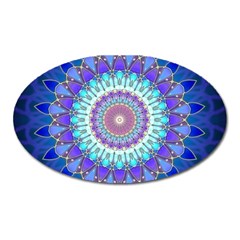 Power Flower Mandala   Blue Cyan Violet Oval Magnet by EDDArt