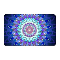 Power Flower Mandala   Blue Cyan Violet Magnet (rectangular) by EDDArt