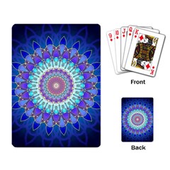 Power Flower Mandala   Blue Cyan Violet Playing Card by EDDArt