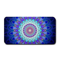 Power Flower Mandala   Blue Cyan Violet Medium Bar Mats by EDDArt