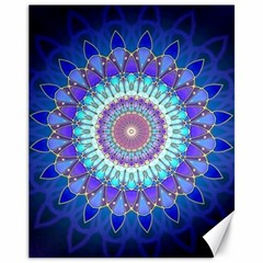 Power Flower Mandala   Blue Cyan Violet Canvas 11  X 14   by EDDArt