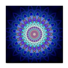 Power Flower Mandala   Blue Cyan Violet Face Towel by EDDArt