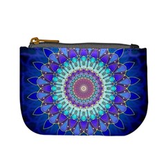 Power Flower Mandala   Blue Cyan Violet Mini Coin Purses by EDDArt