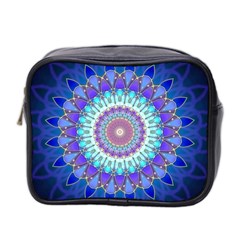 Power Flower Mandala   Blue Cyan Violet Mini Toiletries Bag 2-side by EDDArt