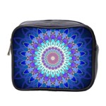 Power Flower Mandala   Blue Cyan Violet Mini Toiletries Bag 2-Side Front