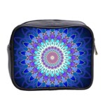 Power Flower Mandala   Blue Cyan Violet Mini Toiletries Bag 2-Side Back