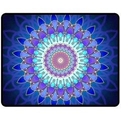 Power Flower Mandala   Blue Cyan Violet Fleece Blanket (medium)  by EDDArt